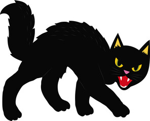 Vintage Halloween Black Cat Growling