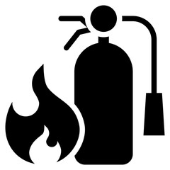 fire extinguisher caution emergency solid glyph