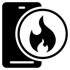 phone mobile caution call fire emergency solid glyph