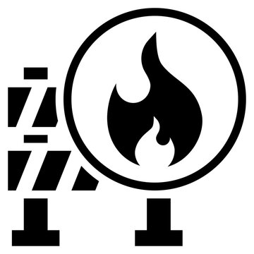 barier caution warning fire emergency solid glyph