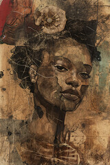 southern afro gothic, mixed media art 