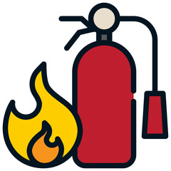 fire extinguisher caution emergency filled outline