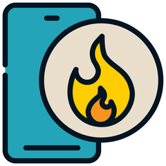 phone mobile caution call fire emergency filled outline