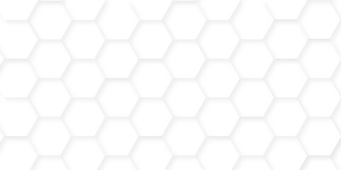Fototapeta premium White pattern of hexagons Abstract background with hexagons. Geometrics hexagon polygonal pattern web cell background vector. seamless bright white honeycomb background. 
