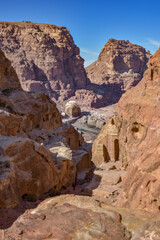 Rocky landscape and mountains, Wadi Musa, Jordan.
