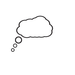 Think bubble isolated on white background. Trendy think bubble in flat style. Modern template for social network and label. Creative thought balloon. Cloud line art, vector illustration
