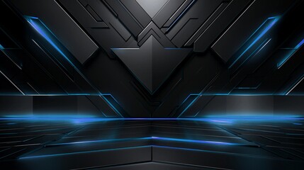 Abstract dark futuristic with blue technology light. Gaming background.