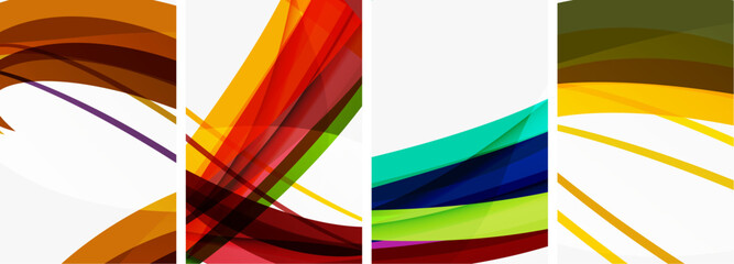 Colorful wave lines poster set for wallpaper, business card, cover, poster, banner, brochure, header, website