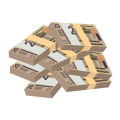 Belarusian ruble Vector Illustration. Belarus money set bundle banknotes. Paper money 20 BYN. Flat style. Isolated on white background. Simple minimal design.