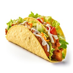 Taco Temptation: Irresistible Fast Food Delight, Isolated Against a Clean White Backdrop. Dive into Flavorful Bliss with This Mouthwatering Culinary Creation, Perfectly Presented for Your Indulgence