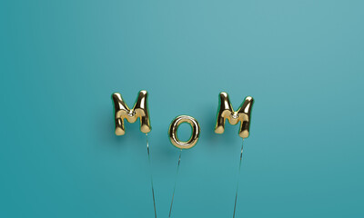 Mom golden yellow orange color text balloon helium gift design may 12 number date twelve day love...