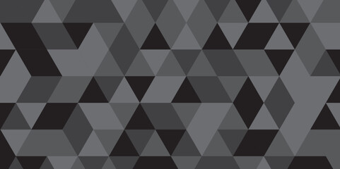 Abstract geometric white and gray background seamless mosaic and low polygon triangle texture wallpaper. Triangle shape retro wall grid pattern geometric ornament tile vector square element.