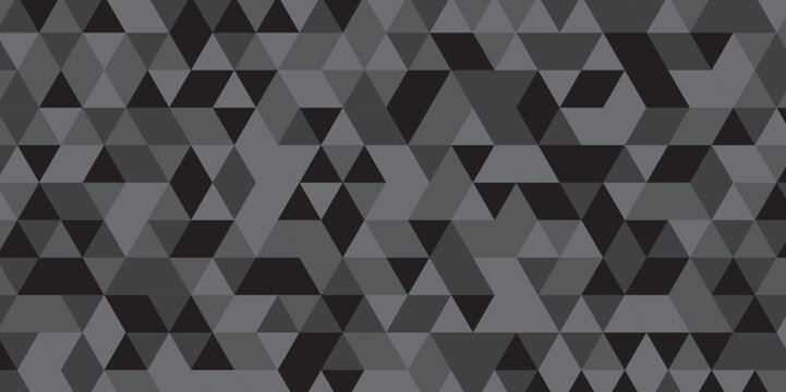 Abstract geometric white and gray background seamless mosaic and low polygon triangle texture wallpaper. Triangle shape retro wall grid pattern geometric ornament tile vector square element.