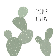 cactus print with inspirational quote isolated on white. Cactus set vector design illustration in flat style
