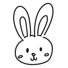 Hand drawn outline of rabbit for sticker, tattoo, fabric print, toy, decorations, cartoon character, mascot, animal logo, icon, clip art, black and white icon,  colouring book, doll, pet, vet