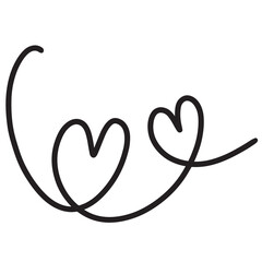 Hand drawn outline of heart doodles for black and white sticker, tattoo, fabric print, decorations,...