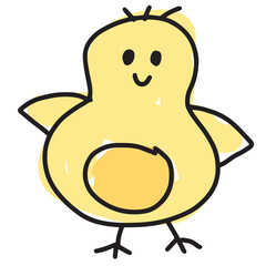 Hand drawn bird in kid colouring style for animal stickers, logo, icon, clip arts, tattoo, decorations, shirt print, card, social media, pet, vet, cartoon character, comic, mascot, banner