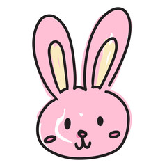 Hand drawn of pink bunny rabbit doll for cute sticker, tattoo, fabric print, toy, decorations, cartoon character, mascot, pet, vet, animal logo, icon, clip art, ads, banner