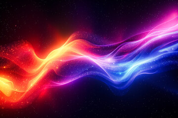 Abstract Cosmic Waves in Neon Colors.
