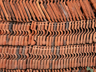 pile of roof tiles made of clay