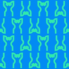 seamless pattern Green cat on a blue background
