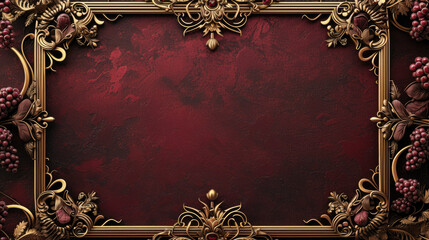 Golden border frame, lotus mandala border frame in red and golden color, 3D wallpaper, ceiling tile decorative