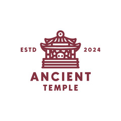 Pagoda Temple Worship Place Monoline Vector Logo Vintage Design illustration