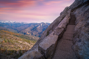 Mountain landscape, Landscape view of mountains and Moro Rock view of the Sequoia National Park.