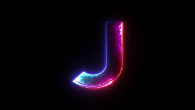 Glowing neon blue and purple alphabet "J" icon. Glowing alphabet J icon, glowing letter, Educational concept with neon letter