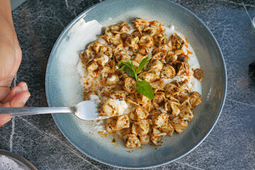 Fototapeta premium Turkish Traditional Food Ravioli Pastry named Manti