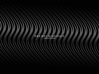 Abstract curved Diagonal Striped black Background. Vector slanted curved, waving lines pattern. New style for business design with dark colors.