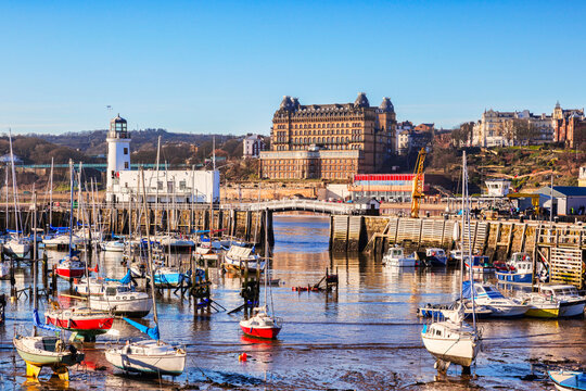 Scarborough Harbour  on a sunny winter day.