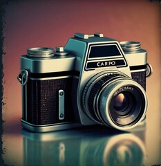 vintage photo camera and film