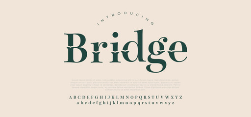 Bridge font creative modern alphabet fonts. Typography colorful bold with color dot regular. vector illustrator - obrazy, fototapety, plakaty