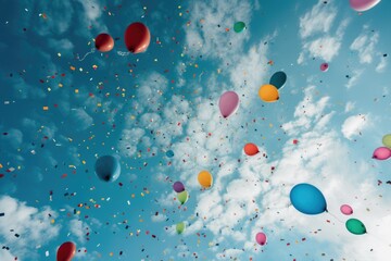 Colorful balloons alloons in the sky