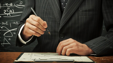 Business Executive Analyzing Financial Reports and Strategies.