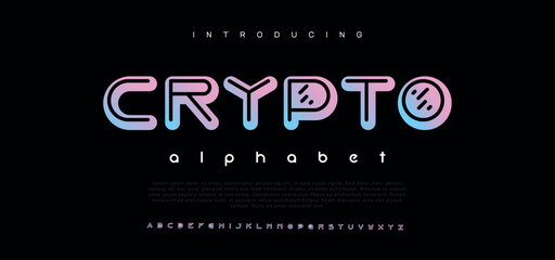 Crypto font creative modern alphabet fonts. - obrazy, fototapety, plakaty