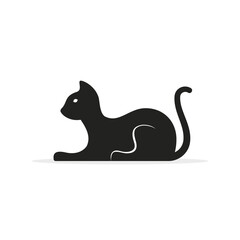 Cat icon, pet symbol, Vector isolated flat illustration. Side view silhouette