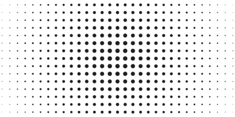 Muurstickers Background with monochrome dotted texture. Polka dot pattern template. Background with black dots - stock vector dots background dots black © VIRAL