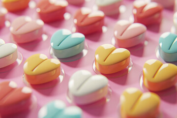 Close-Up of Various Colored Candies or pills - 731475212