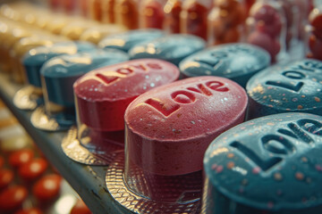 A Row of Love Pills Spelling Love