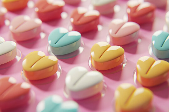 Close-Up of Various Colored Candies or pills