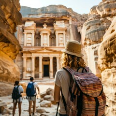 Fototapeta premium tourists exploring heritage sites, archaeological site country
