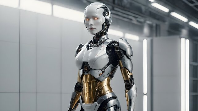 Female robot. AI cyborg