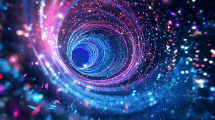 Abstract tunnel or wormhole galaxy science fantasy concept design, glitter and blurred vision,