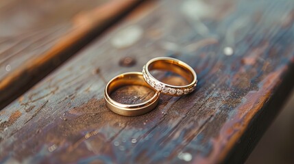 Eternal Love Captured! Close-Up of Two Gold Wedding Rings, Symbolizing the Sacred Bond of Matrimony. Seize the Moment of Everlasting Commitment!
