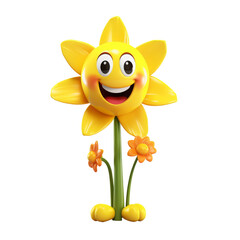 3D Cartoon character Daffodil flower