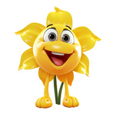 3D Cartoon character Daffodil flower