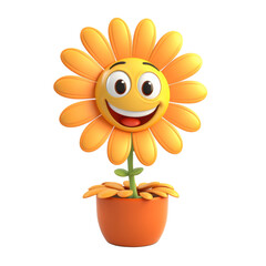 3D Cartoon character Daffodil flower