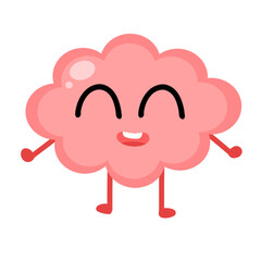simple vector illustration of the brain. Cute funny human brain, organs character flat line cartoon kawaii character illustration icon. isolated on white background. brain organs